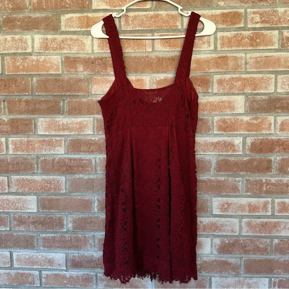 Intimately Free People Lace Snap Up Dress Maroon Women’s Medium Red Whimsigoth